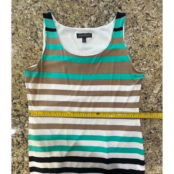 Jessica Howard NEW Size XL Sleeveless Striped Maxi Dress Turquoise, Black, Tan - Picture 9 of 16